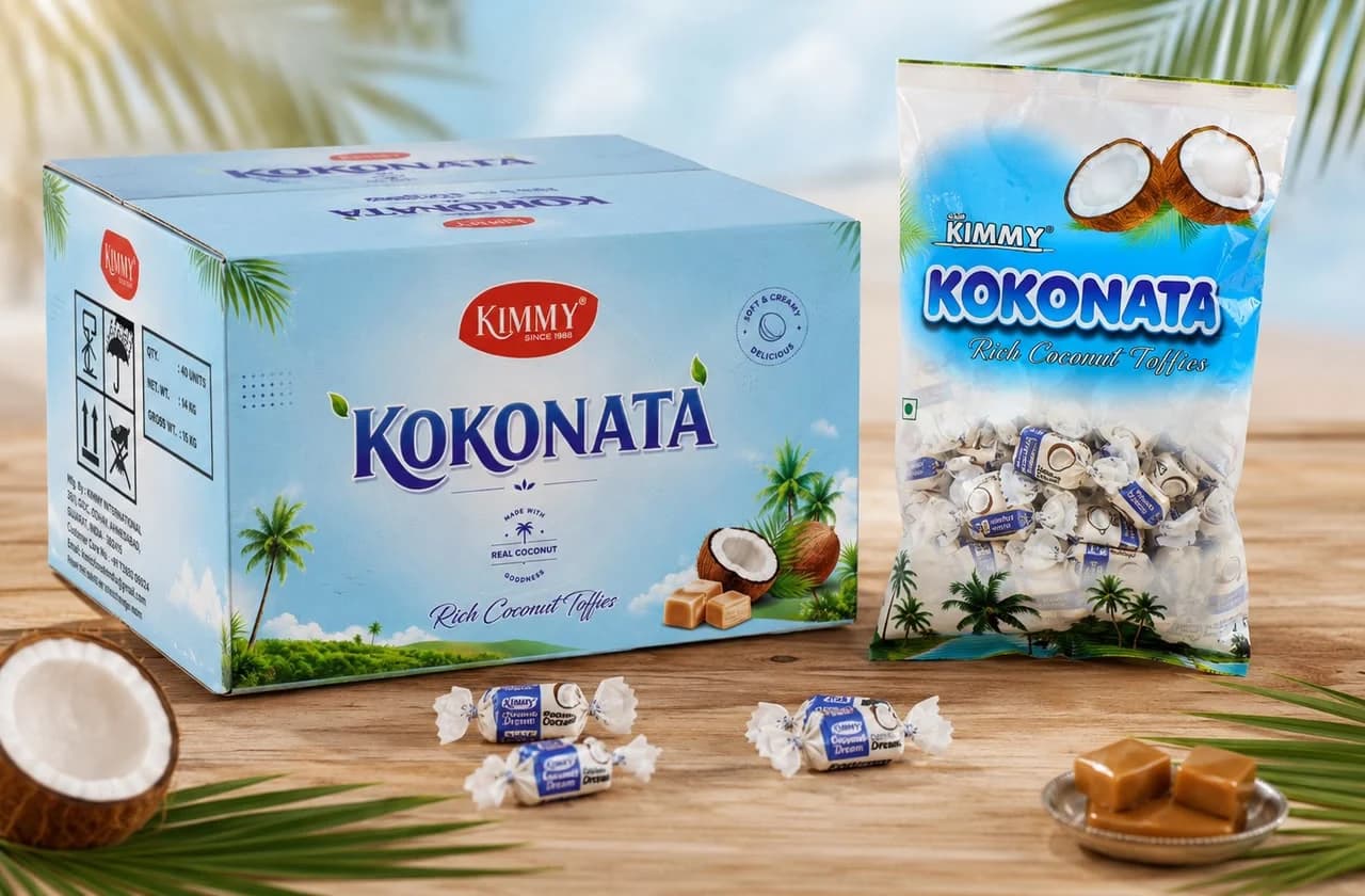 Kokonata rich coconut toffees pouch and carton